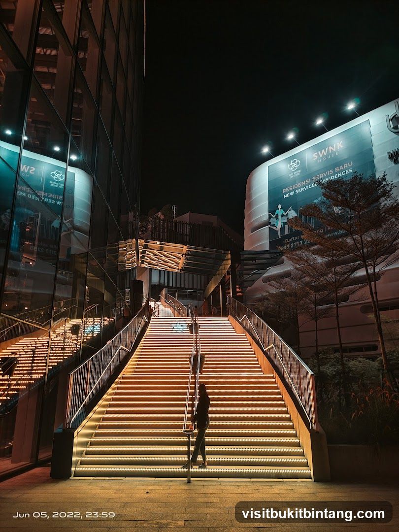 Illuminated Staircase at Night