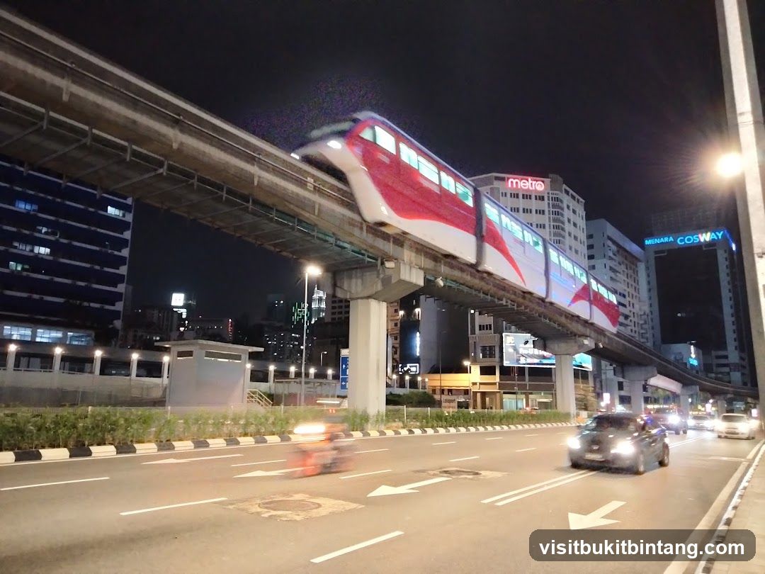 Monorail Train at Night