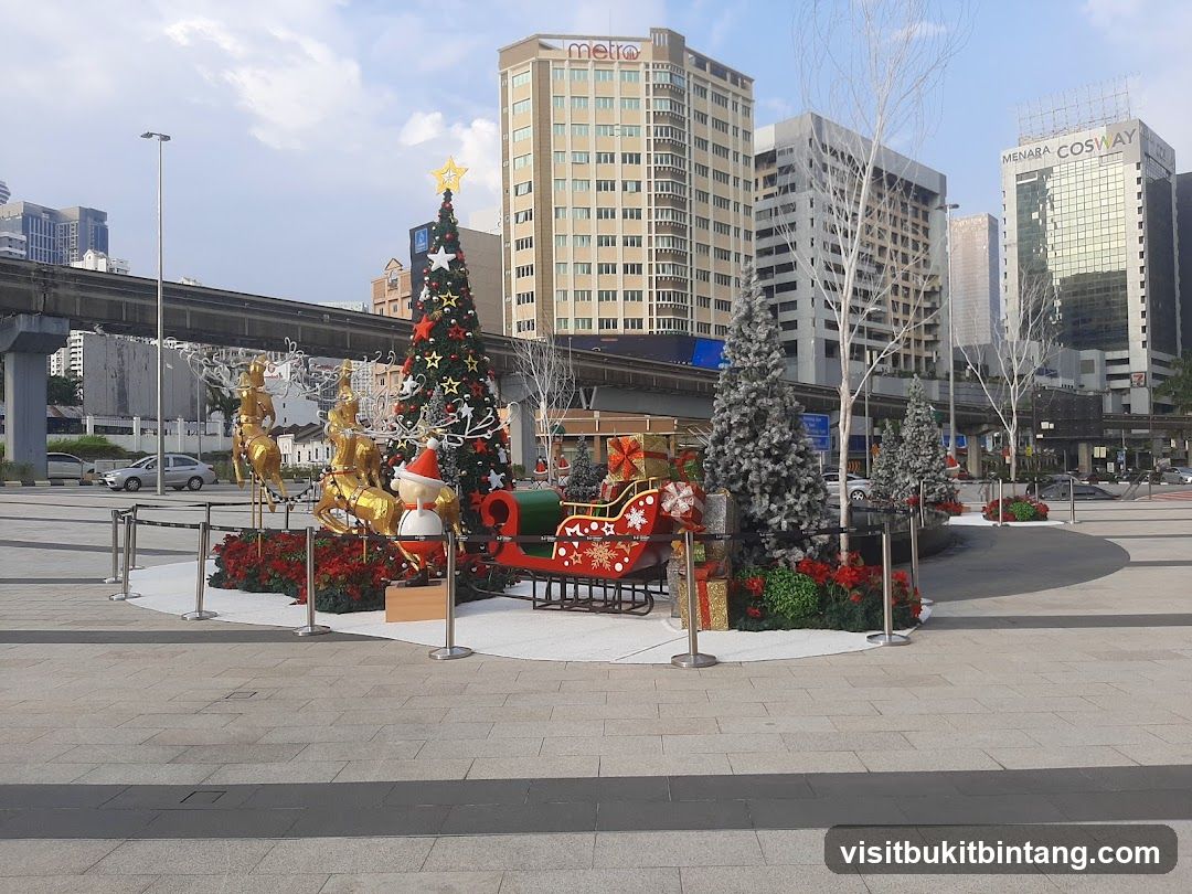 Christmas Decorations in a City Square