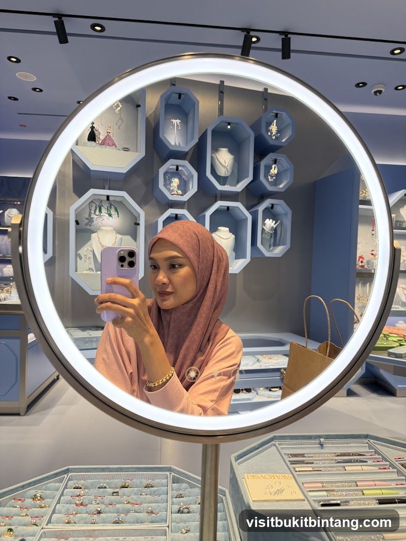 Woman taking a selfie in a jewelry store
