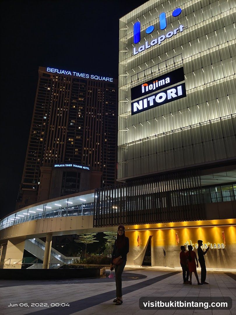 Night view of Lalaport and Berjaya Times Square