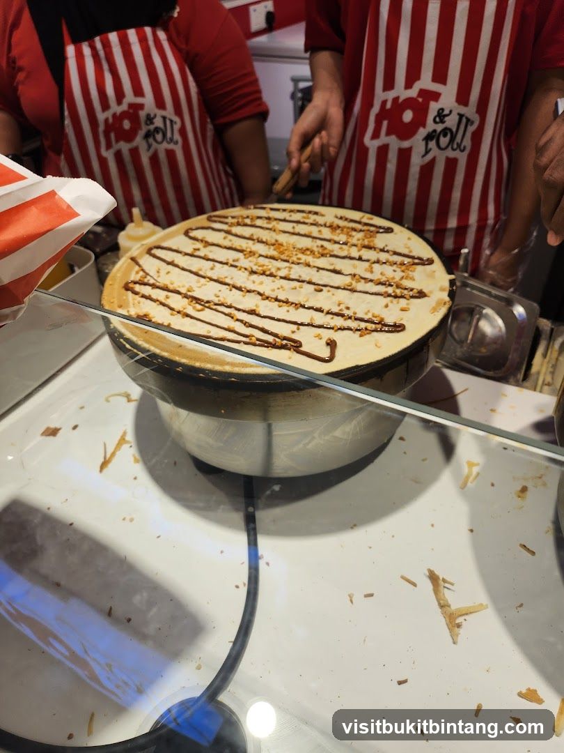 Crepe being prepared