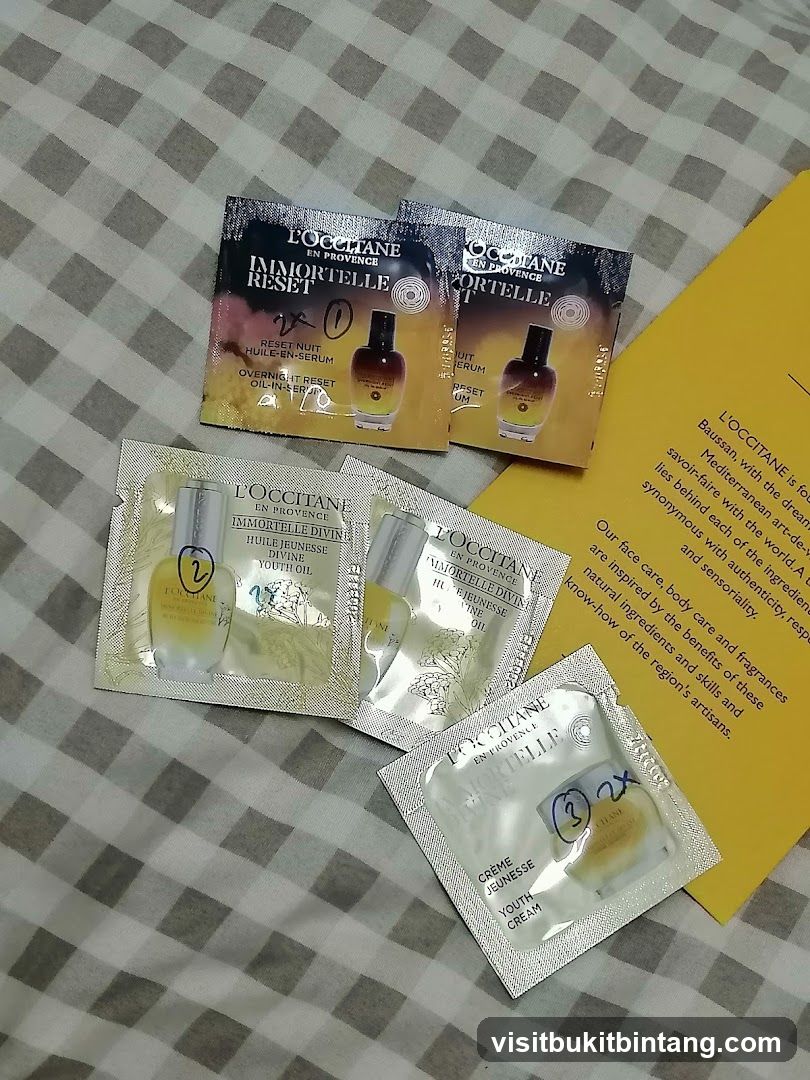 L'Occitane Immortelle Skincare Samples