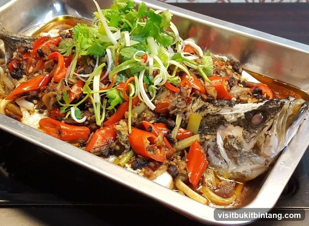 Steamed Fish with Peppers and Black Beans