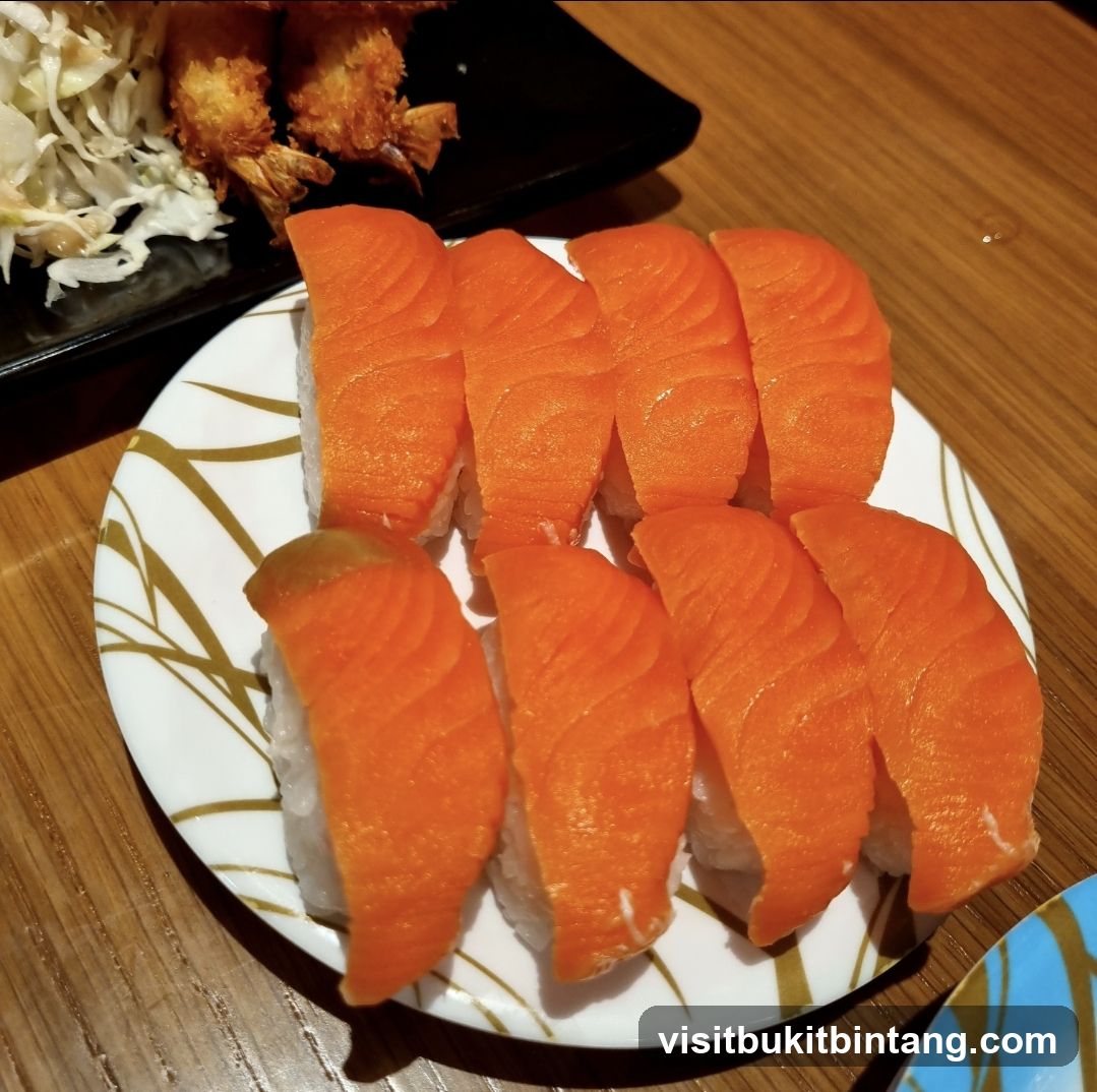 Salmon Nigiri and Fried Shrimp