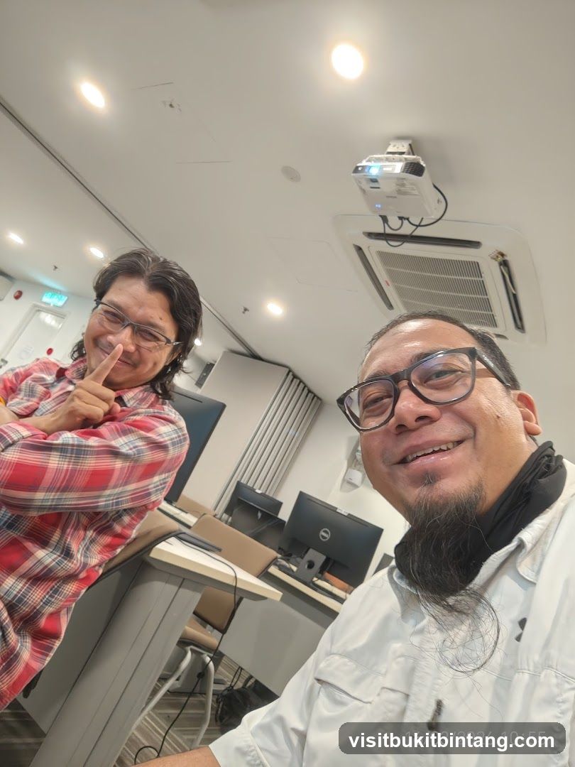 Two men in a classroom