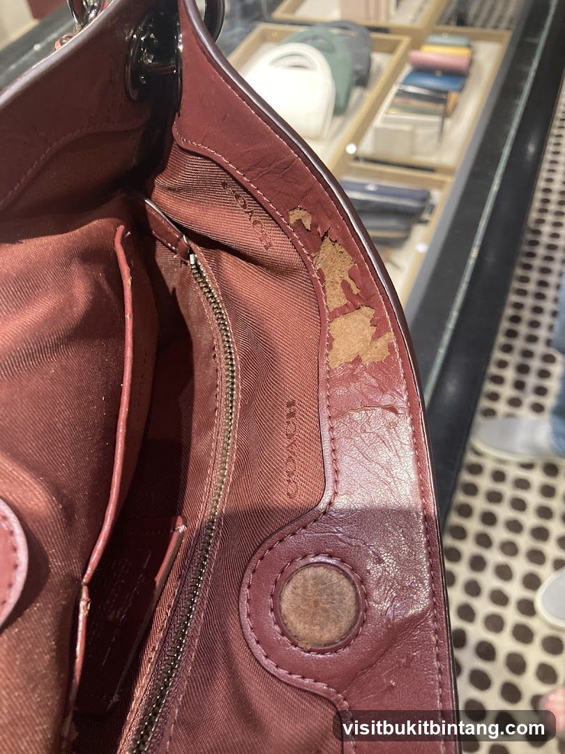 Damaged Burgundy Leather Handbag