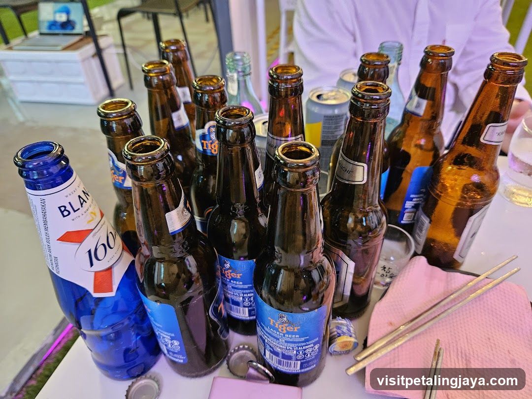 Beer Bottles and Can on Table