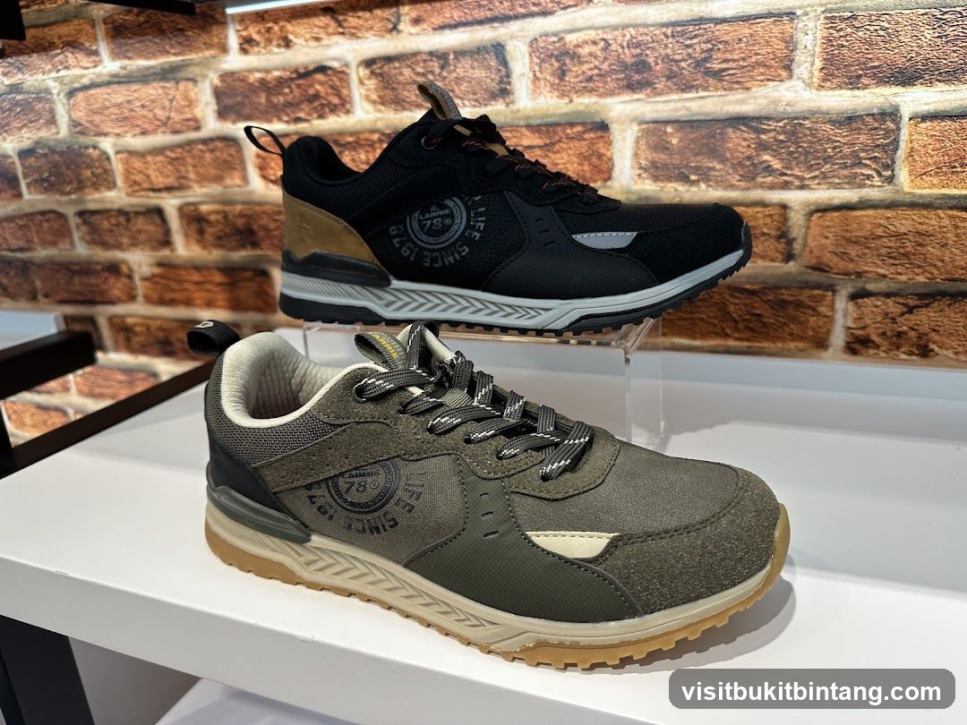 Two pairs of sneakers on display