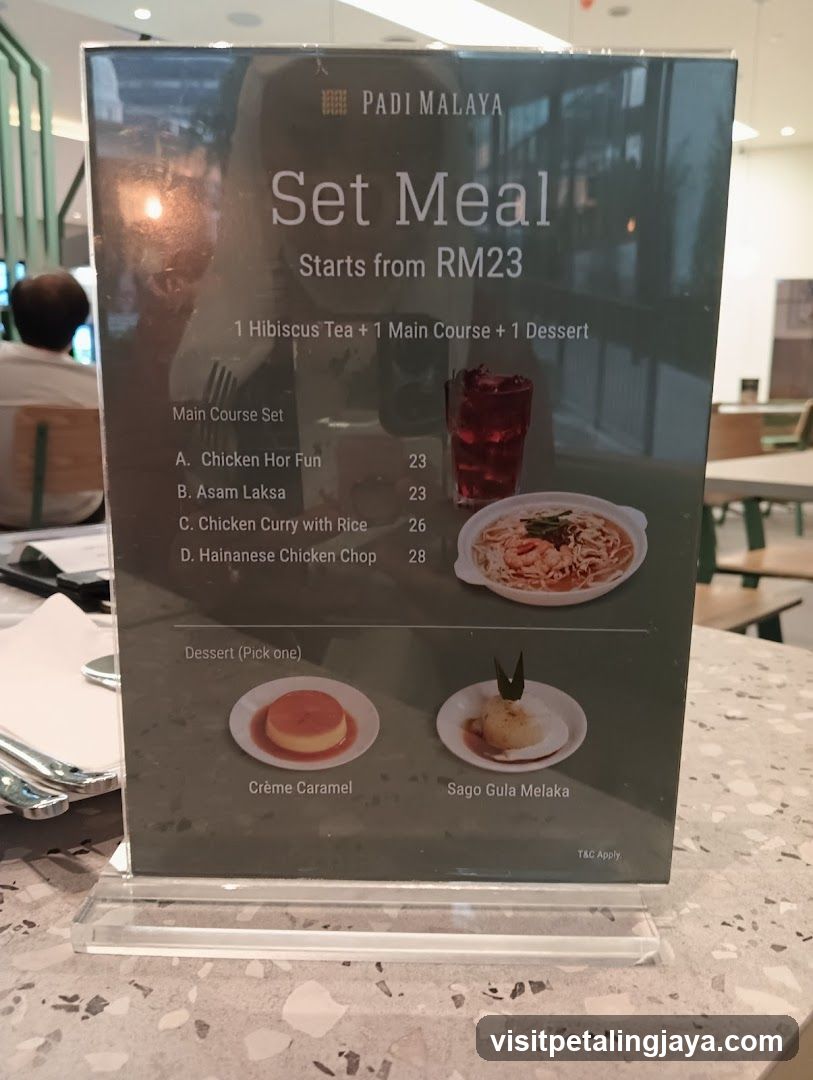 Padi Malaya Set Meal Menu