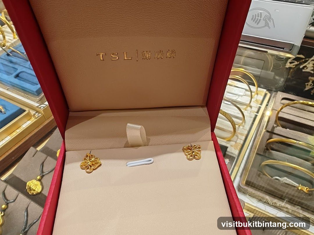 Gold jewelry in a display box