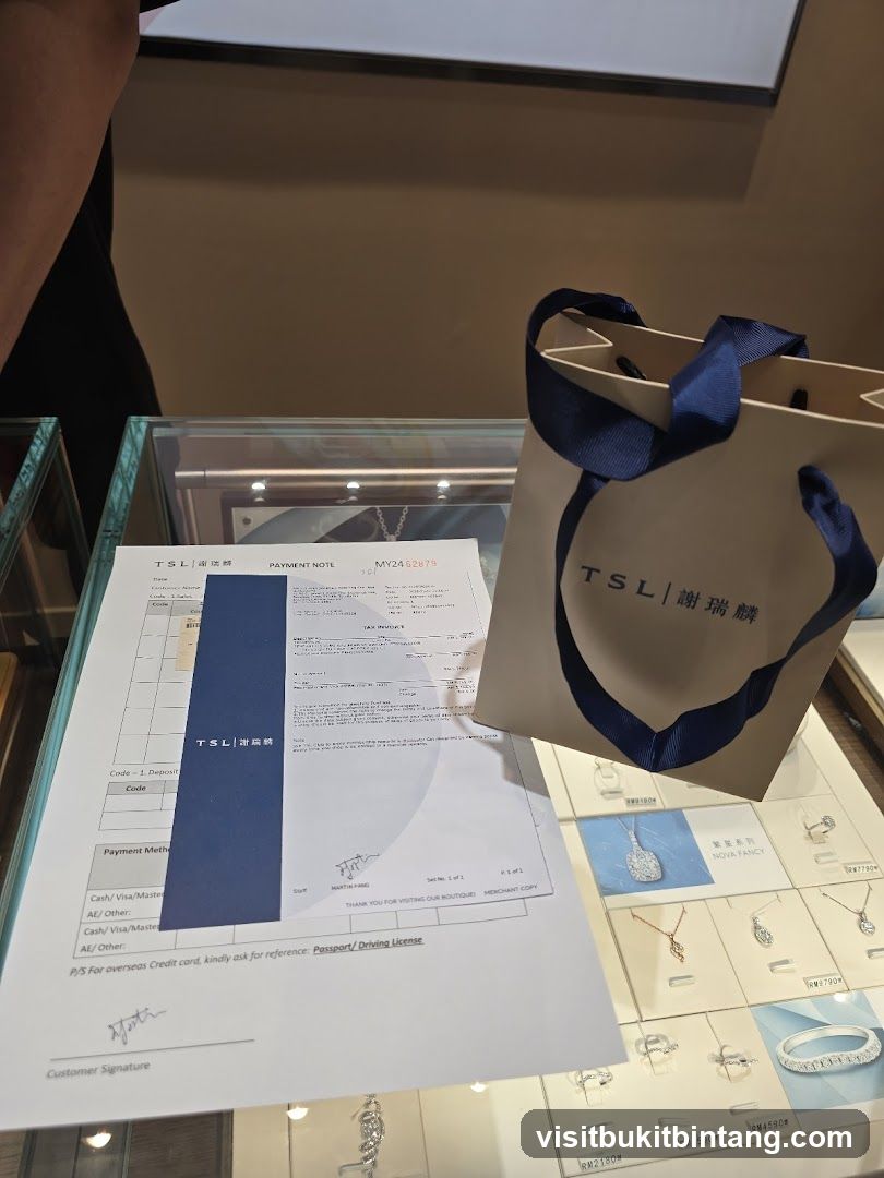 Jewelry Store Receipt and Shopping Bag