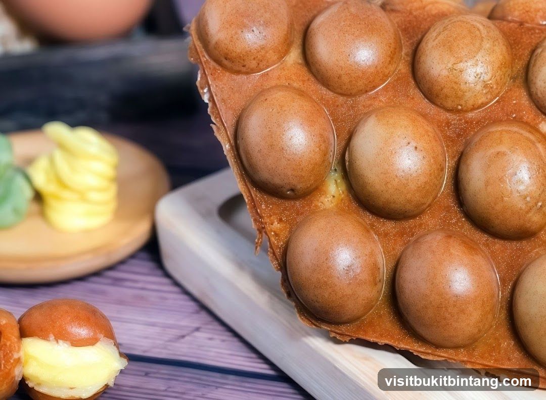 Bubble Waffle with Cream and Small Buns