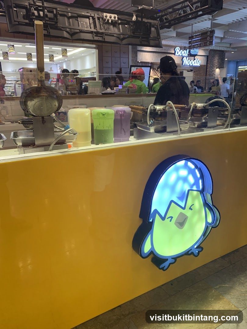 Food stall with cartoon chick logo