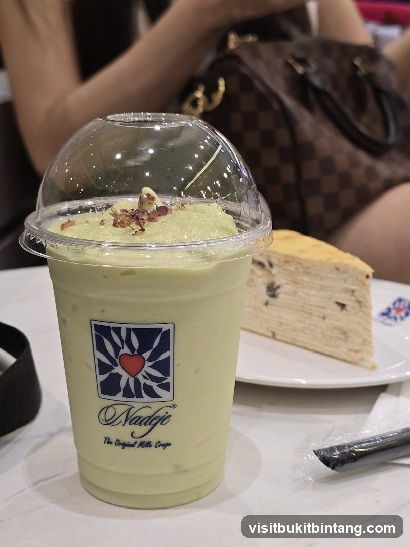 Avocado Smoothie and Mille Crepe Cake
