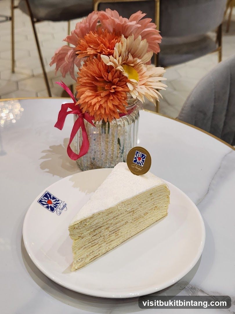 Slice of Mille Crepe Cake