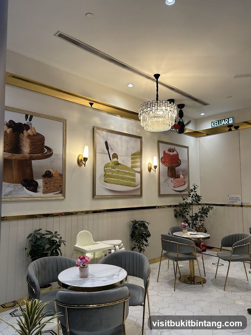 Elegant Cafe Interior with Cake Art