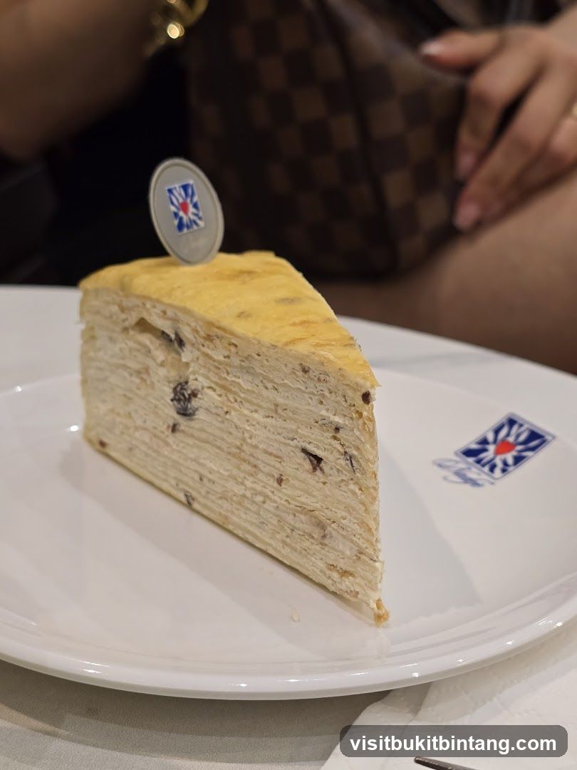 Slice of Mille Crepe Cake