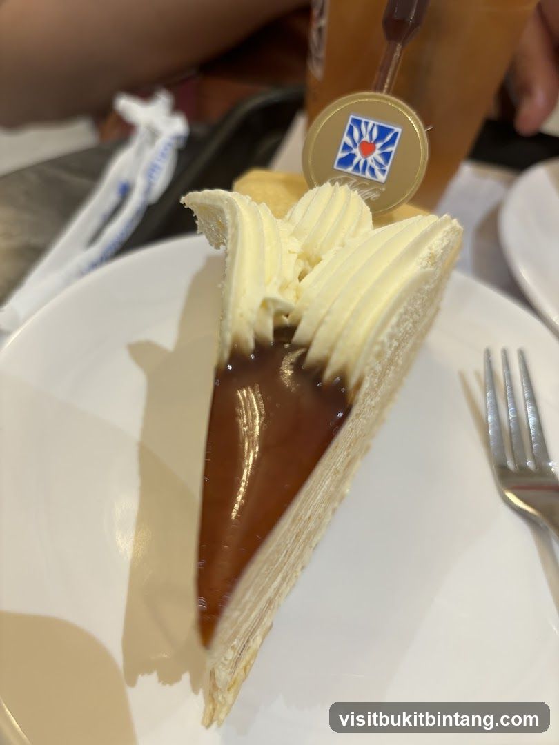 Slice of Mille Crepe Cake