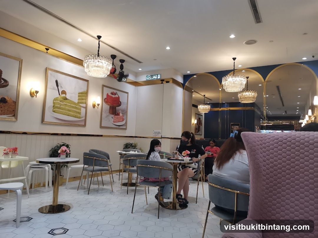 Elegant Cafe Interior with Cake Artwork
