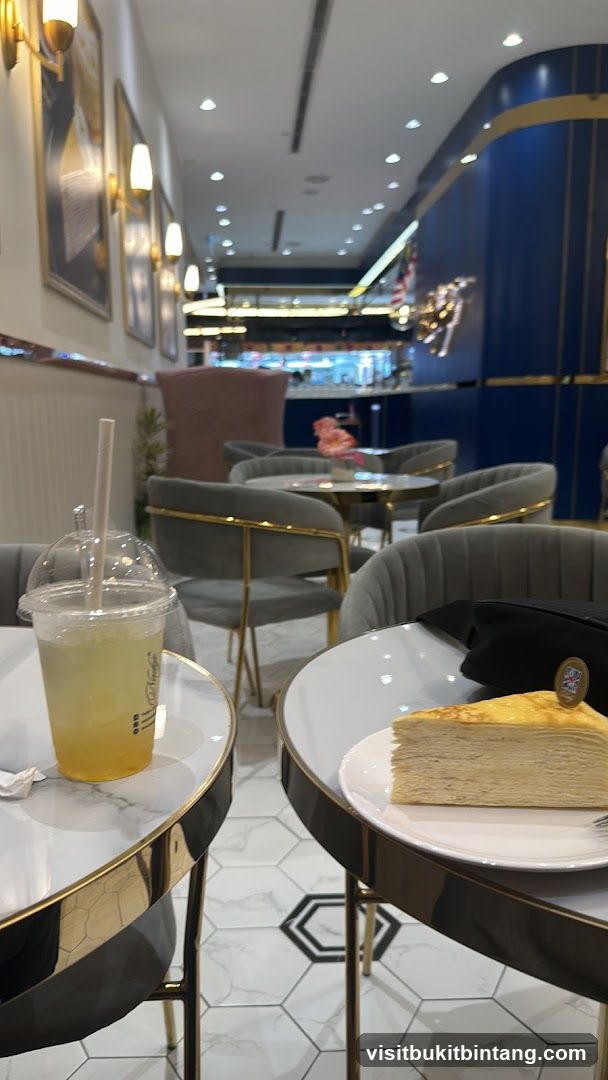 Cafe Interior with Cake and Drink