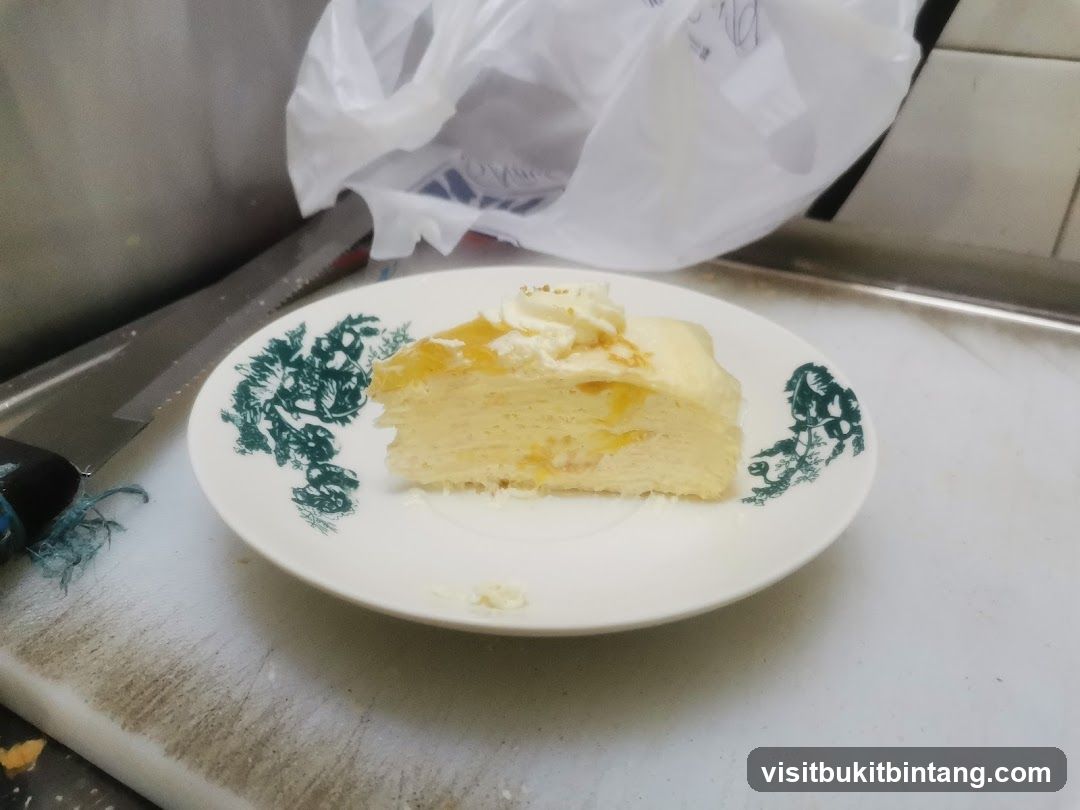 Slice of Mille Crepe Cake