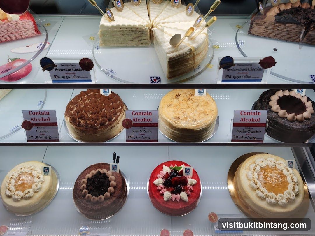 Cakes in a Display Case
