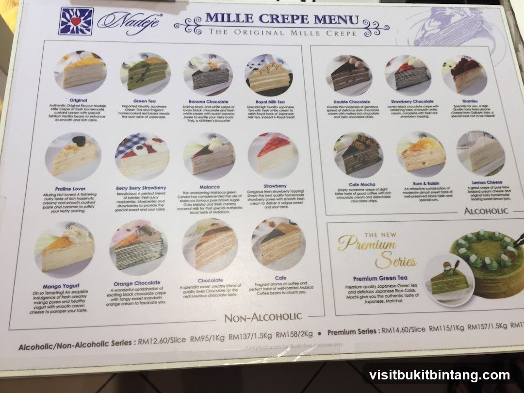 Nadeje Mille Crepe Menu