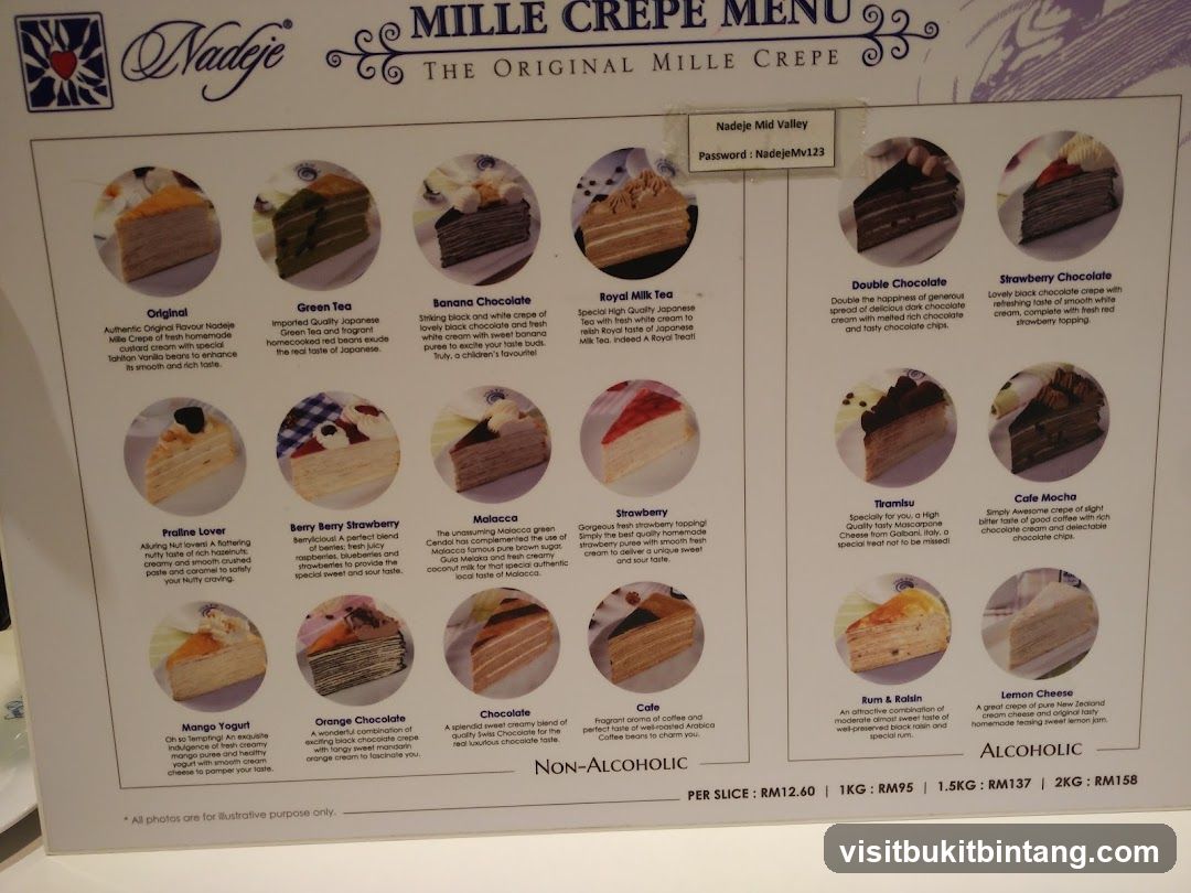 Nadje Mille Crepe Menu