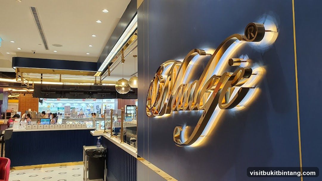 Cafe Interior with Golden Signage