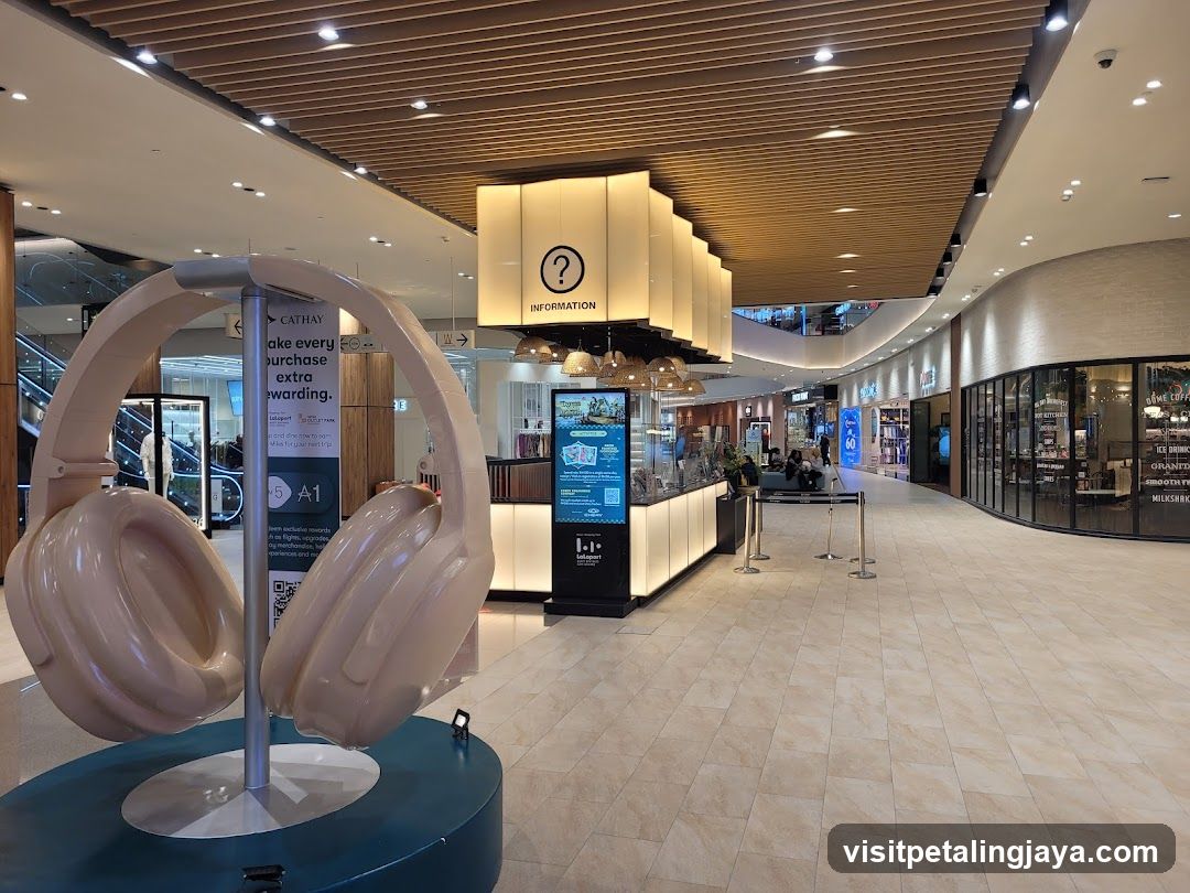Mall Interior with Information Desk and Headphones Display
