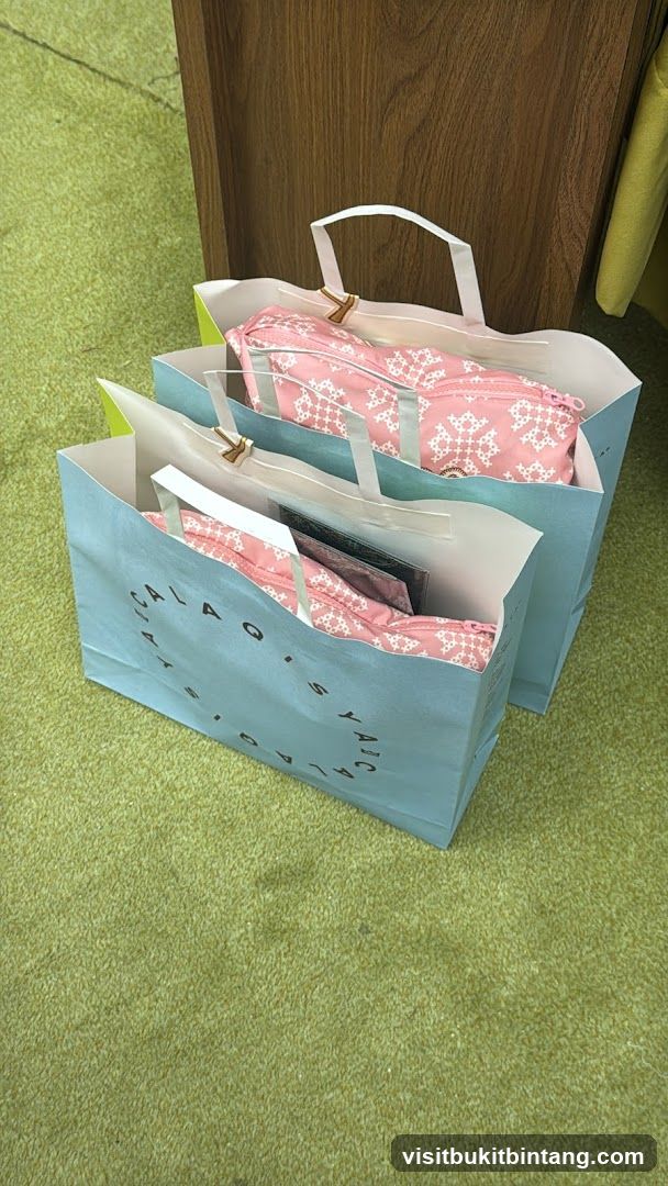 Shopping Bags with Pink Patterned Items