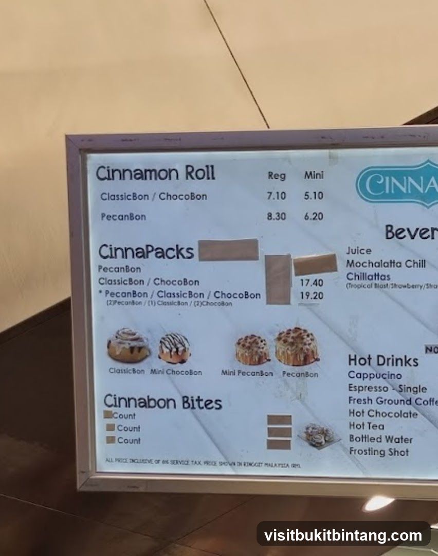 Cinnamon Roll Menu