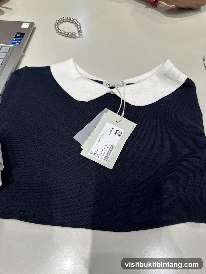 Navy and White Collared Sweater