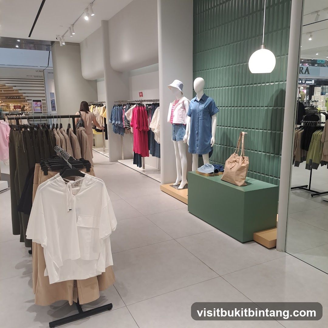 Clothing store interior with mannequins and clothing racks