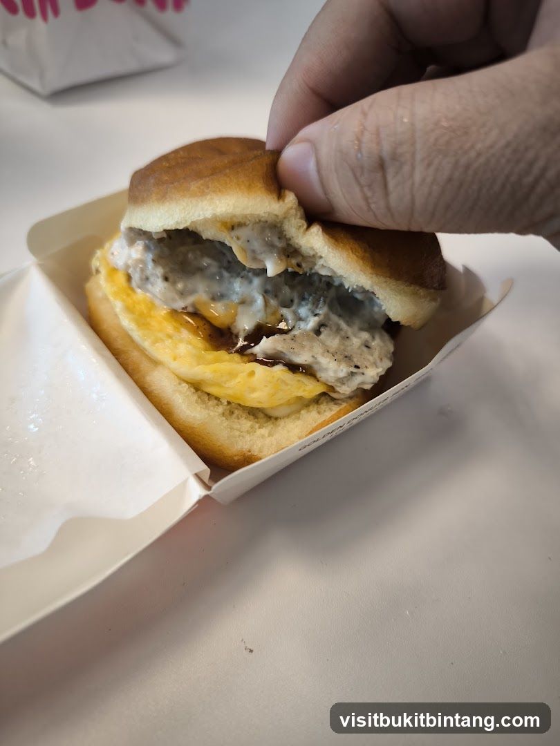 Close-up of a breakfast sandwich