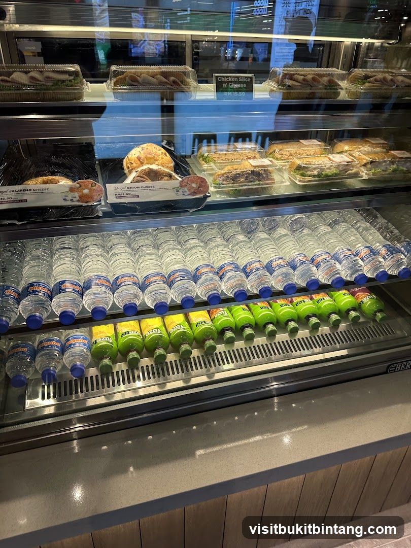 Refrigerated Display Case with Food and Drinks
