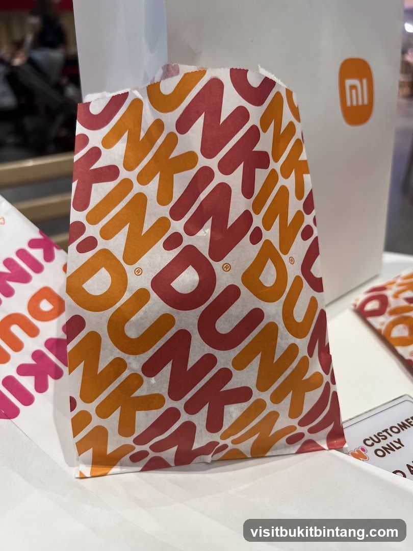 Dunkin' branded paper bags