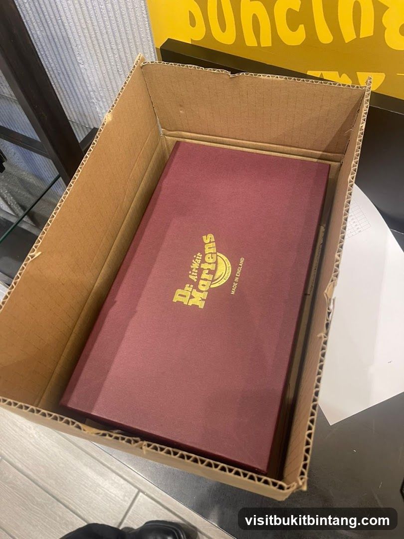 Dr. Martens shoebox in a cardboard box
