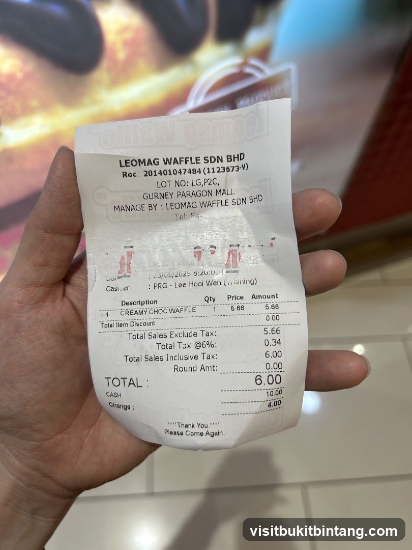 Receipt from Leomag Waffle