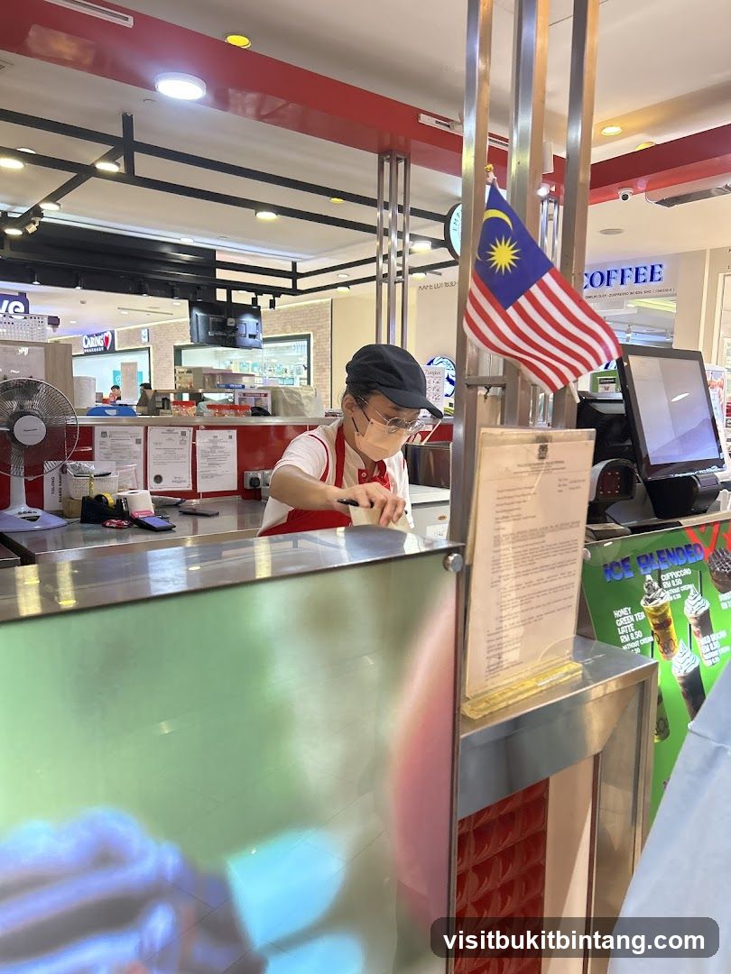 Staff preparing order at a counter