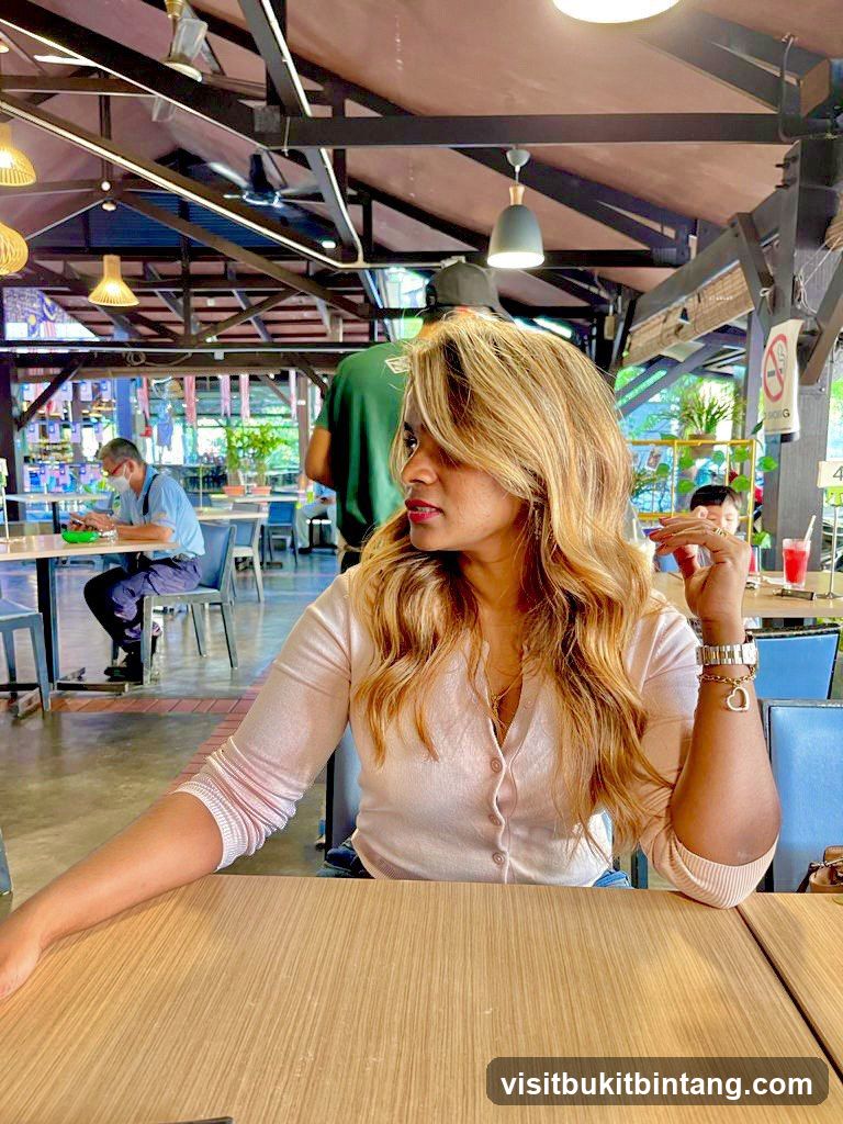 Woman sitting at a table in a restaurant