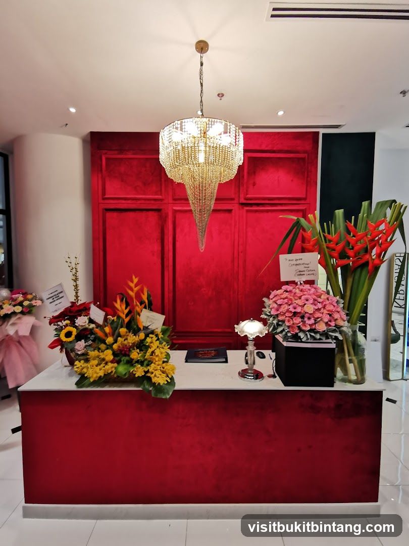 Reception Desk with Floral Arrangements
