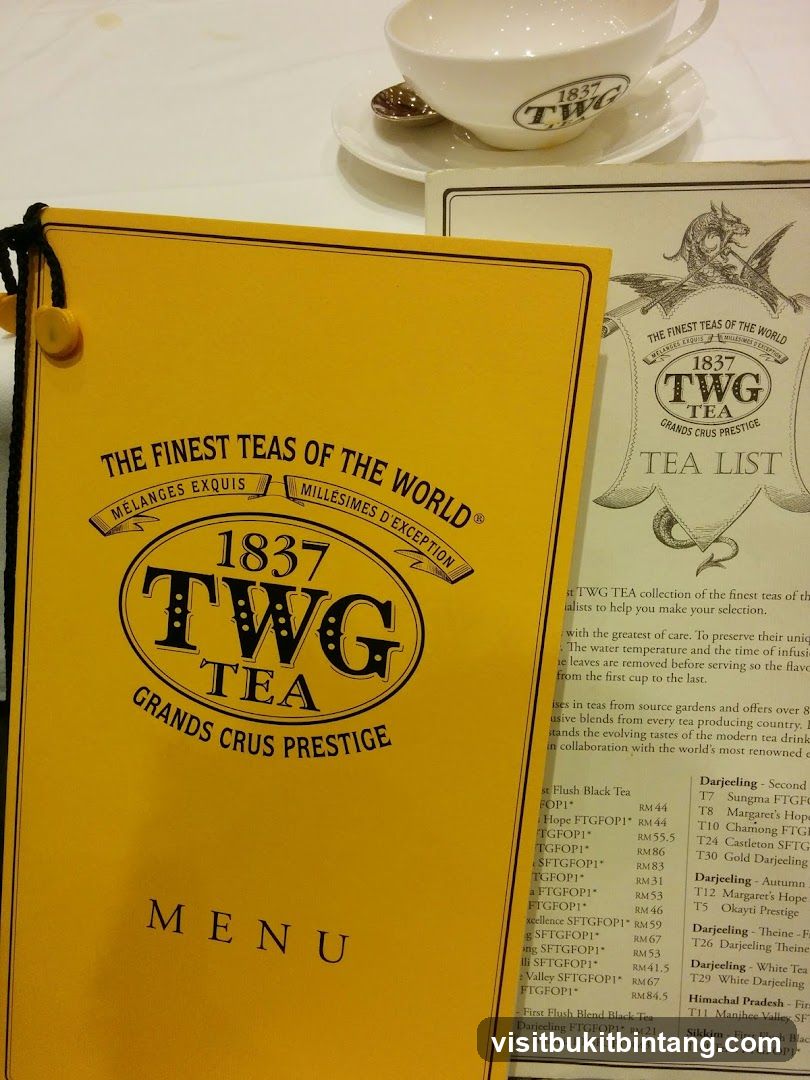 TWG Tea Menu
