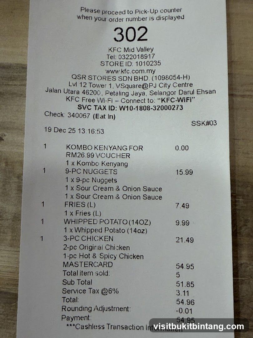 KFC Receipt
