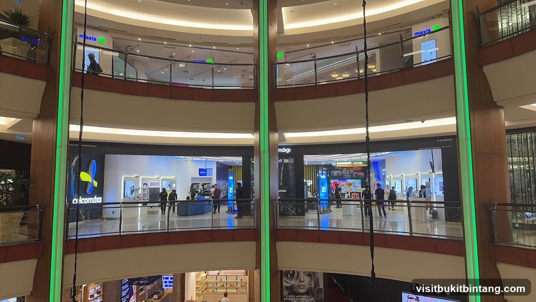 Interior of a shopping mall with multiple stores