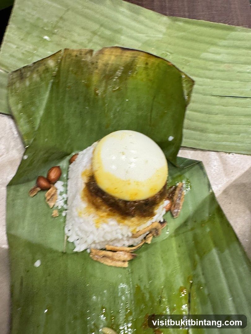 Nasi Lemak on Banana Leaf