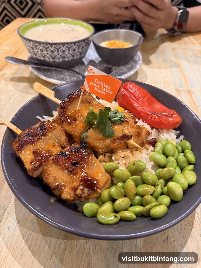 Chicken Skewers with Rice and Edamame