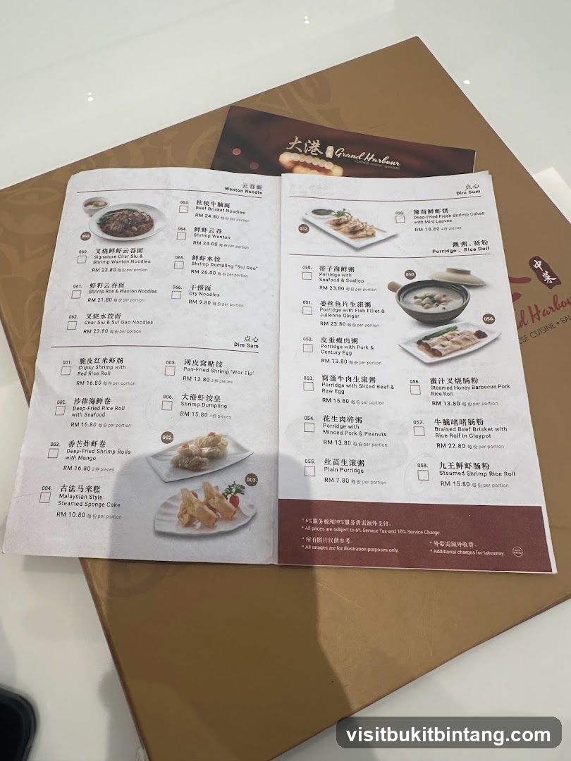 Grand Harbour Menu