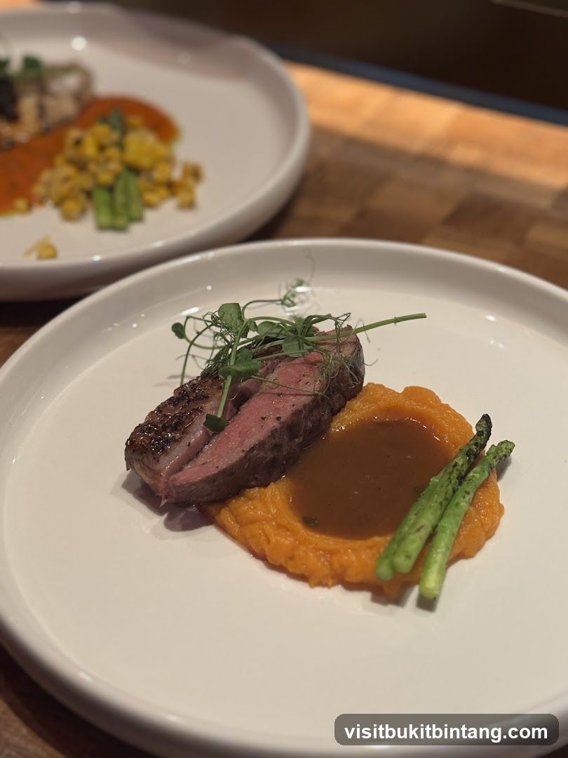 Steak with Mashed Sweet Potatoes and Asparagus